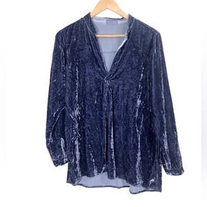 CP Shades Purple Velvet V-Neck Oversized Blouse Bohemian Whimsigoth Size XS